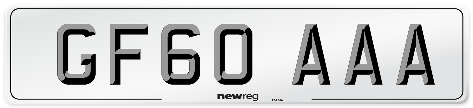 GF60 AAA Number Plate from New Reg